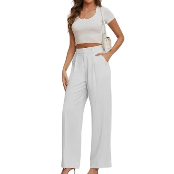 NWT Women’s Wide Leg Pants High Elastic Waisted Business Work Trousers - Picture 6 of 6